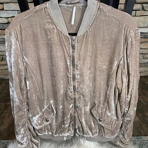 Free People Crushed Velvet Bomber Jacket